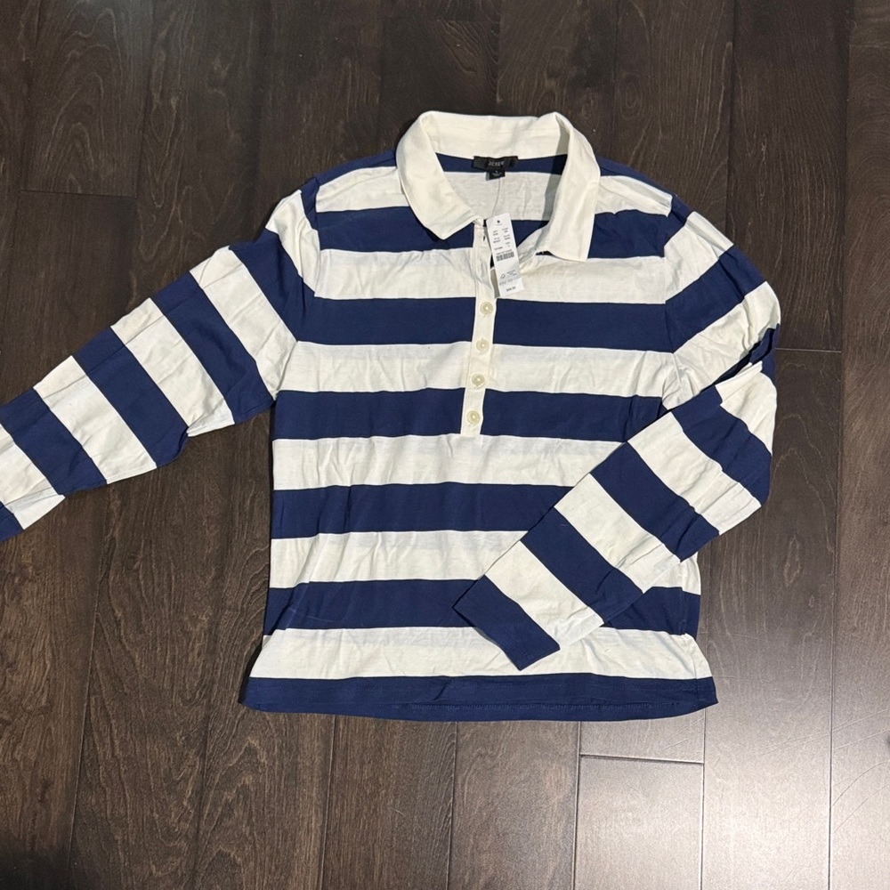 J Crew Navy and White Striped Shirt